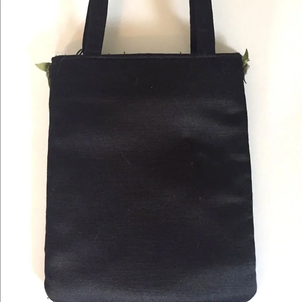 [Bloomingdale's] Small Black Silk Flower Evening Bag - Picture 3 of 4